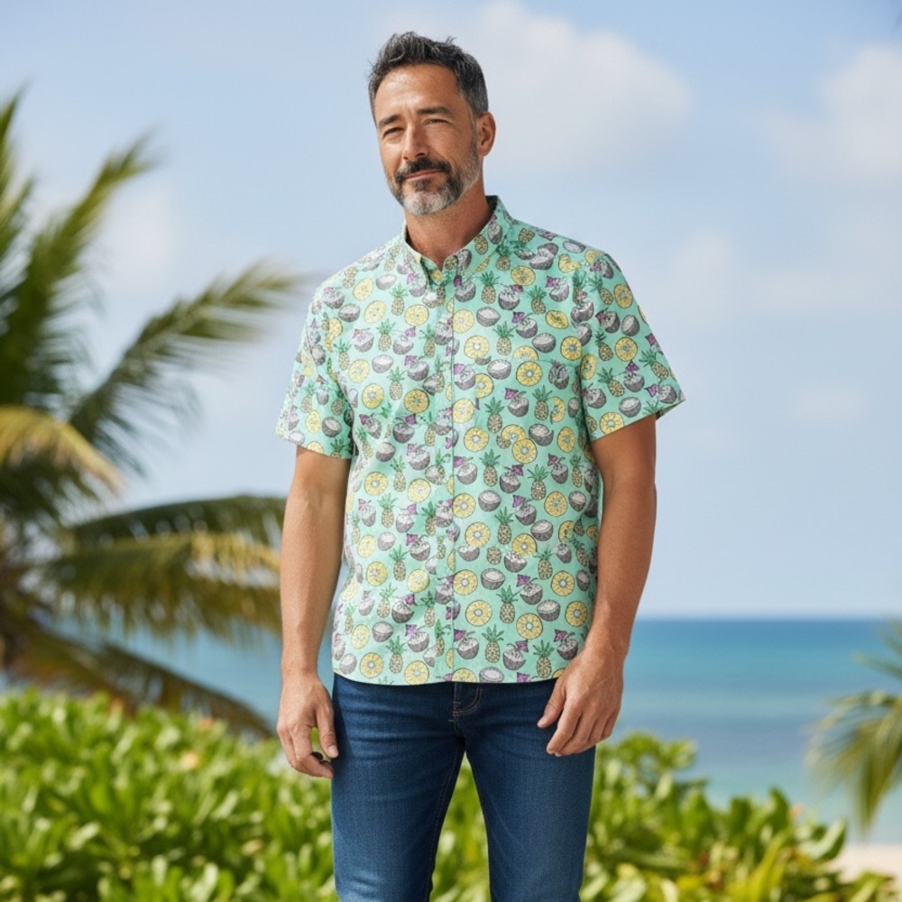 Chubbies Pineapple Coconut Button Up Stretch Shor… - image 2